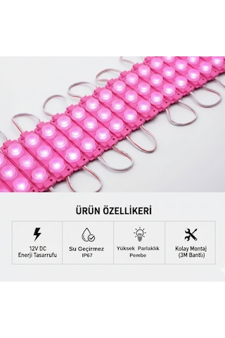10'lu Parmak Led Büyük Mercekli 12w Pembe