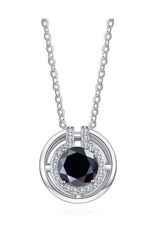 Siyah Bague Ringen Trendy Kadın Mozanit Kolye 1 Karat Vvs D Renk Lab Elmas 8h8a Kesim Zarif S925 Ayar Gümüş Takı Hediye