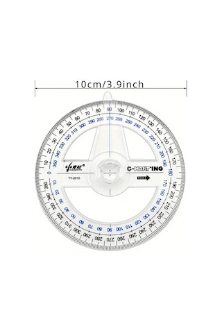 360 Protractor Cetvel, Şeffaf Matematik, Geometri, Tasarım Ve Sanat Projeleri İçin İdeal-1ad Çok Renkli