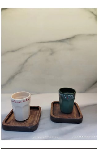 2 Li Ahşap Md Deer Espresso Fincan Seti