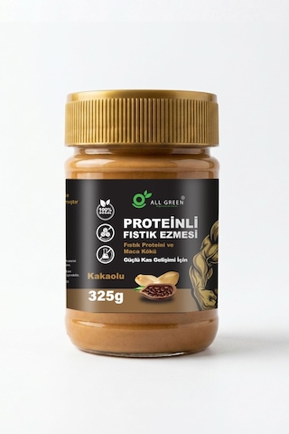 Proteinli Fıstık Ezmesi Kakao Fıstık Proteini, Maca Kökü Tozu, Kakao İle 325 Gr