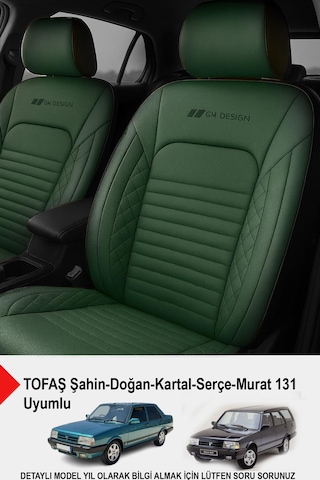 İstanbul Serisi Deri Oto Koltuk Kılıfı Tofaş Kartal-şahin-doğan-serçe-tempra Uyumlu Yeşil