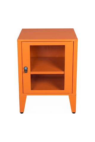 Alfafonet Ziglat Serisi Kilitli Metal Home Office Dolabı Cam Kapaklı Turuncu Ral 2004 450x600x450 Mm