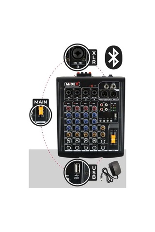 Mp-400 Amfili Power Mikser 2x200 Watt 4 Kanal Bluetooth Usb Efekt Kayıt