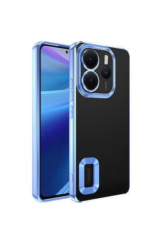 Noktaks - Xiaomi Uyumlu Xiaomi Redmi Note 14 4g - Kılıf Kamera Korumalı Logo Gösteren Koruyucu Omega Kapak - Sierra Mavi T37164 Sierra Mavi