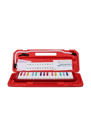 32 Tuşlu Plastik Çantalı Kırmızı Melodika