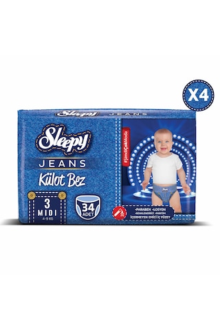 Sleepy Jeans Külot Bez 3 Numara Midi 4’lü Jumbo 136 Adet