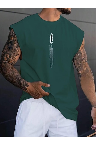 Altamira Erkek Dikey Baskılı Oversize Kolsuz T-shirt 001