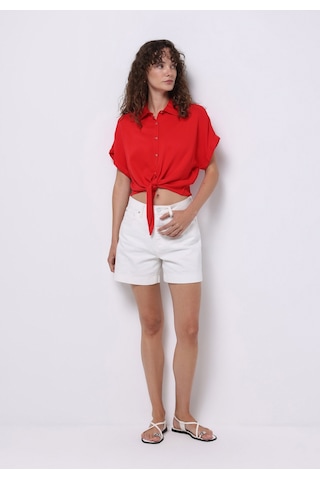 Colin's Colins Regular Fit Shirt Neck Düz Kadın Kirmizi Kısa Kol Gömlek Cl1074645 Q1.v1 Red Kırmızı