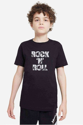 Qivi Rock'N Roll Rock Baskılı Unisex Çocuk Siyah Tshirt