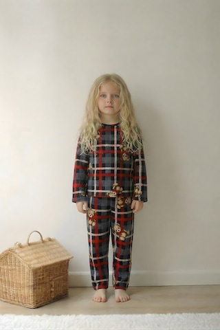 Esila Kids Kız Çocuk Pijama Takımı Uzun Kollu Ayıcık Desenli Bordo