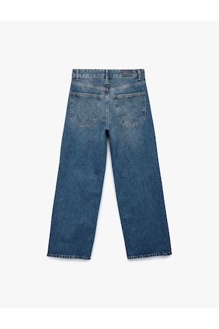 Koton Rahat Kalıp Pamuklu Geniş Paça Baggy Denim Pantolon - Baggy Jean Orta İndigo 6sal40102md İndigo