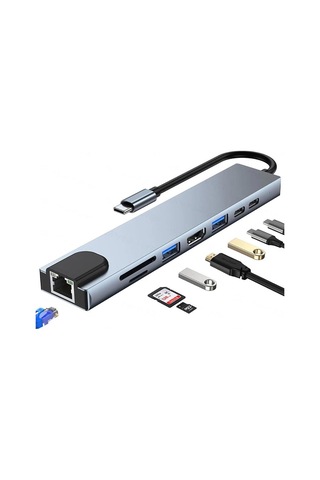 In 1 Type C To 2 Port Usb 3.0 2 Sd Kart Tf Kart Hdmı 2pd Kablolu 15 Serisi Uyumlu Type C Girişli Cihazlara Uyumlu Zr38