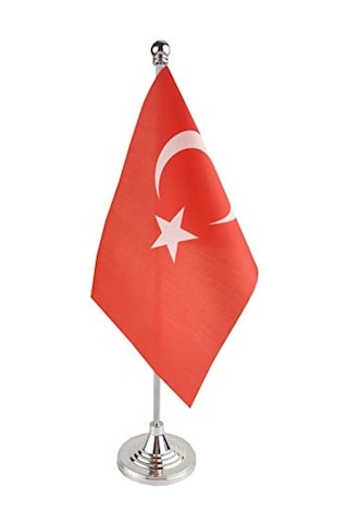 Küçük Mini Türk Bayrağı, Ofis Ve Festivaller İçin Dekoratif Abanoz - Beyaz