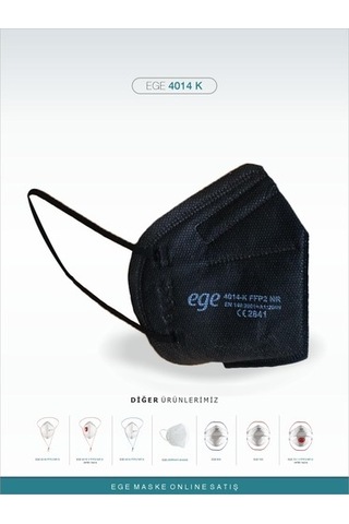 Ege Maske 4014-K Ffp2 Nr N95 Ventilsiz Maske 25'Li Siyah