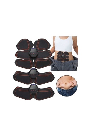 Didadodo Karın Kas Çalıştırıcı Ems Egzersiz Çalışması Güç Fitness Yama Taşınabilir Ev Dijital Ekran Karın Kolu İçin Şarj, Dijital Ekranlı Karın Egzersiz Yaması Siyah