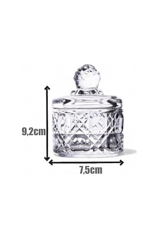 Deconox Lüx Kristal Mini Cam Şekerlik & Cam Lokumluk, Kesme Cam Lüx Şekerlik 7.5cm 9.2cm - 06643 Genel