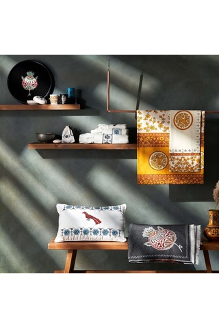 Karaca Home Paye Selçuklu Serisi Kuş Beyaz Nakışlı Amerikan Serv