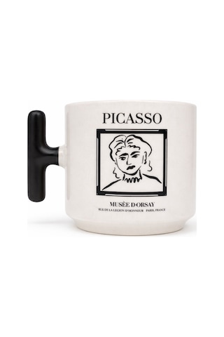 Picasso Line Art T Kulp Seramik Kupa Beyaz - Çok Renkli