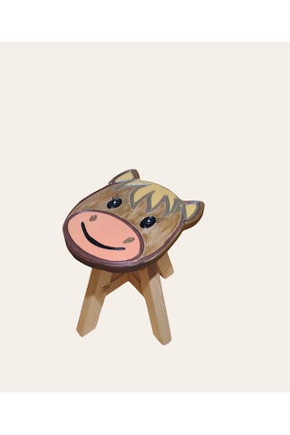 Sevimli Sıpa Ahşap El Yapımı Çocuk Taburesi