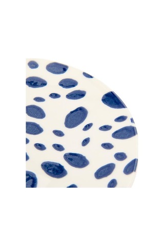 Tulu Porselen Lido Puantiyeli Pasta Tabağı - Mavi - 19 Cm Mavi