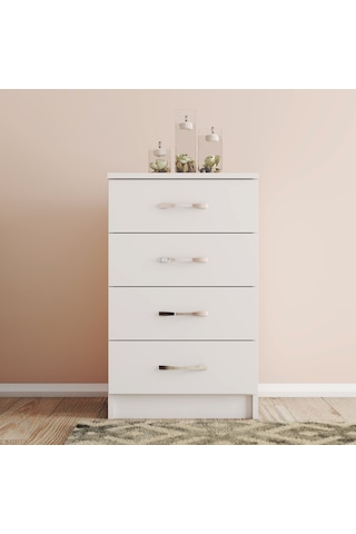 Moxen Mobilya Beyaz 4 Çekmeceli Komodin KMD4001