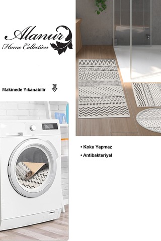 Dekoreko Kaymaz Taban Djt 3 Lü Banyo Paspas Takımı Yıldız Deri Karışık Iskandinav F5086 Bej