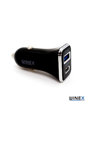 Winex Usba-Pd18W Çift Çıkışlı Araç Şarj Aleti Siyah