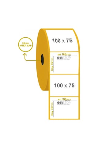 100MM X 75MM Kuşe Etiket 600'lü 10 Rulo 100MM X 75MM Kuşe Etiket 600'lü 10 Rulo