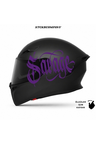 Savage Kask Sticker Motor Kaskı İçin Premium Yazı Sticker Mor