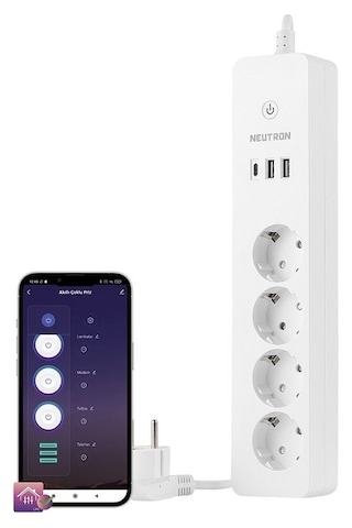 Neutron Ntl-sw07 1050 Joule Akım Korumalı Wifi Akıllı Grup Priz 4 Lü, 2 Usb + Type-c, 1 Mt Kablo 1 M