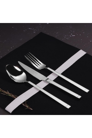Serenk Barselona Çelik Çatal Kaşık Bıçak Takımı 18 Parça Gümüş