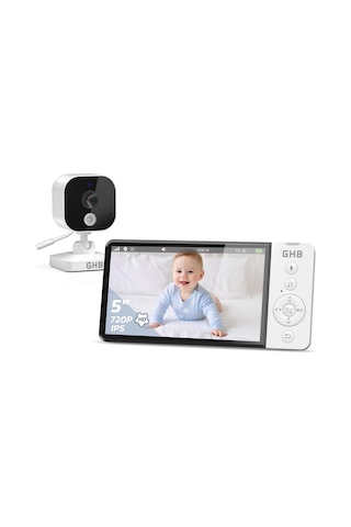 Ghb Abm700 Bebek Kameralı Monitör, 5" 720p Hd Ips Ekran, Gece Görüşü, Vox Modu, 5000mah Kamera Sistemi