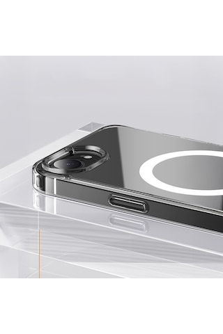 Kilifone - İphone 16e Uyumlu - Kılıf Magsafe Şarj Özellikli Şeffaf Sert Pc Koruyucu Embos Kapak - Şeffaf - T36097 Şeffaf