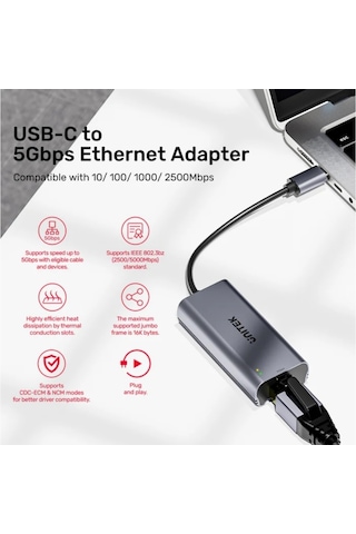 Unitek Usb Type-c - 5gbps Ehernet Adaptörü U1343agy01 Nneunı0001