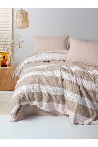 Cotton Box Flanel Tek Kişilik Nevresim Takımı Arrow Krem Krem