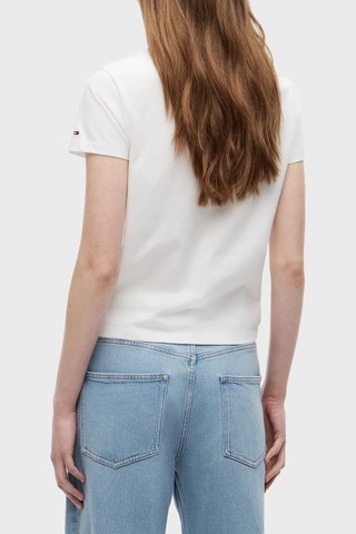 Tommy Jeans Logolu Pamuklu Bisiklet Yaka Kadın T Shirt T Shirt Dw0dw22905 Ybl Beyaz