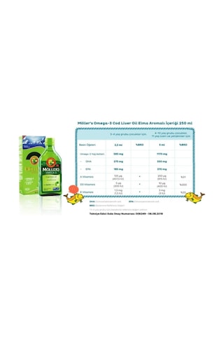 Möller'S Elma Aromalı Omega 3 Balık Yağı Sıvı Formu 250 Ml 2 Ad