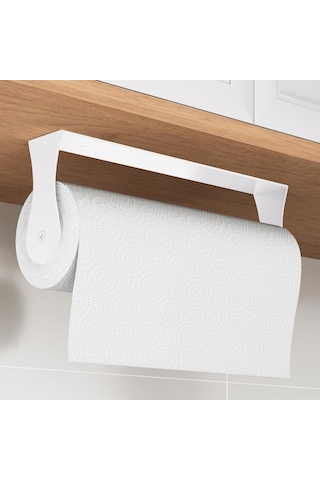 Konesam Beyaz Paslanmaz Çelik Mutfak Banyo Peçete Tutucu, Duvar Veya Dolap Altı Monte, Yapıştırıcı/vidalı Kurulum, Dayanıklı Ve Uzun Ömürlü Beyaz