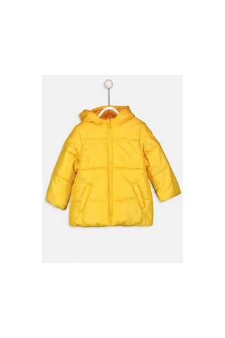LC Waikiki Baby Sarı Kız Bebek Kapüşonlu Fermuarlı Mont