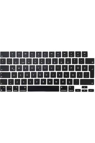 Arabulalaca Apple Macbook Uyumlu Air 13.6 Inç A3449 A3240 A3113 A2681 M2 / M3 / M4 / M5 Işlemcili Türkçe Q Silikon Klavye Koruyucu Siyah