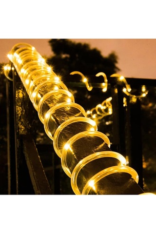 Solar Güneş Enerjili 10 Metre Neon Gün Işığı Şerit Flexible Dış Mekan Su Geçirmez Bahçe Aydınlatması Sarı Günışığı