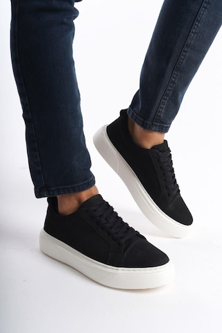 Mubiano Hakiki Deri Mbnbkm3-s Erkek Nubuk Siyah Sneaker & Spor Ayakkabı Siyah