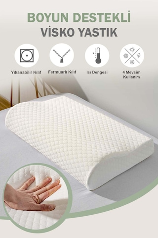Rivaistanbul Valessa Viscon Ortopedik Yastık 35x55x10 Cm Ekru