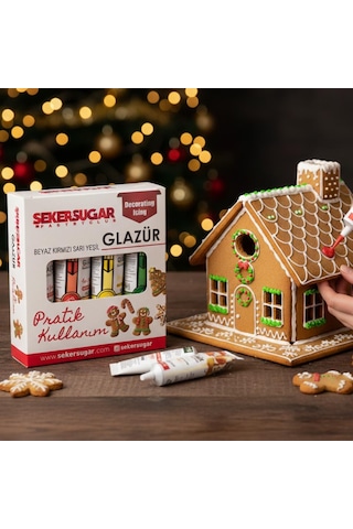 Glazür 4 Lü Süsleme Seti 40 G Beyaz, Kırmızı, Sarı, Yeşil Pasta Ve Kurabiye Dekoru
