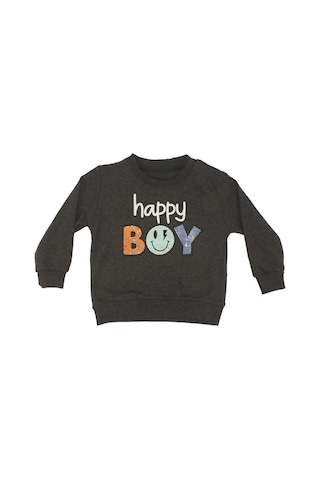 Bebegen Erkek Bebek Antrasit Gri Happy Boy Yazılı 2'li Takım Çok Renkli