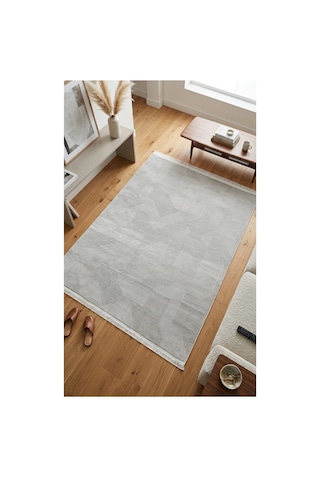 Merinos Vista %100 Akrilik Gri Geometrik Desenli Kesme Halı Yolluk Antre Koridor Salon Halısı 79316-95