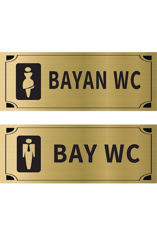 Mayeka Bay Wc Bayan Wc İkili Levha Set Altın Metal Yönlendirme Tabelası Kişiye Özel Mayeka Bay Wc Bayan Wc İkili Levha Set Altın Metal Yönlendirme Tabelası Kişiye Özel