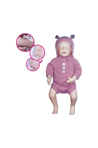 Kutulu 43 Cm Aksesuarlı Gerçekçi Bebek Et Bebek Pembe