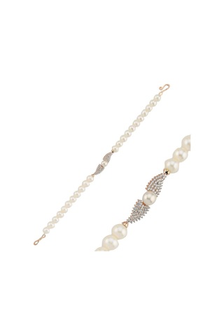 6,5 Mm Su Yolu Taşlı Doğal İnci Bileklik 22 Cm / Rose Rose Pembe Altın